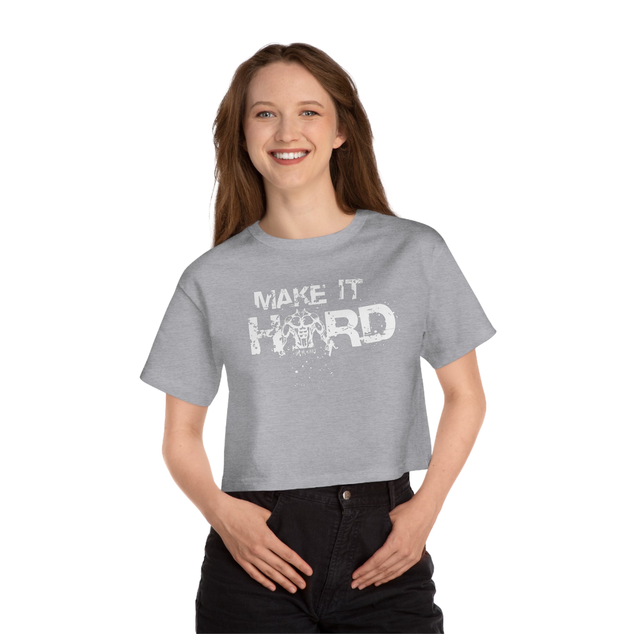 "MAKE IT HARD" Champion Women's Heritage Cropped T-Shirt